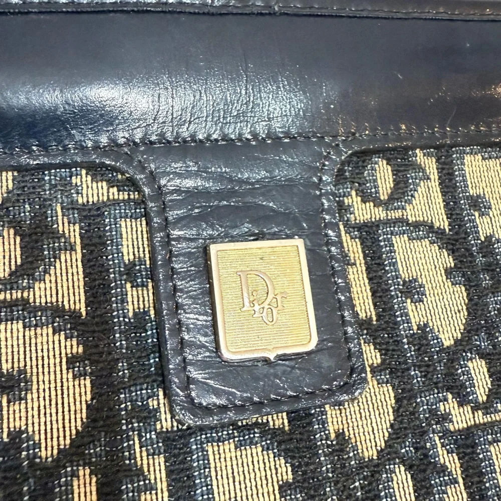 CHRISTIAN DIOR Crossbody Bag Clutch Trotter Canvas Navy Blue - Picture 7 of 12